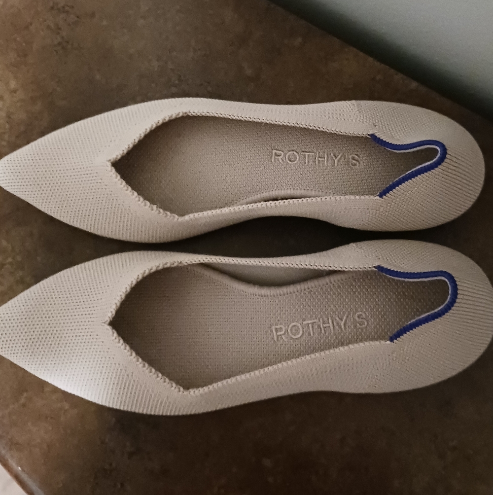 Rothy's Cream Flats with Blue Accent